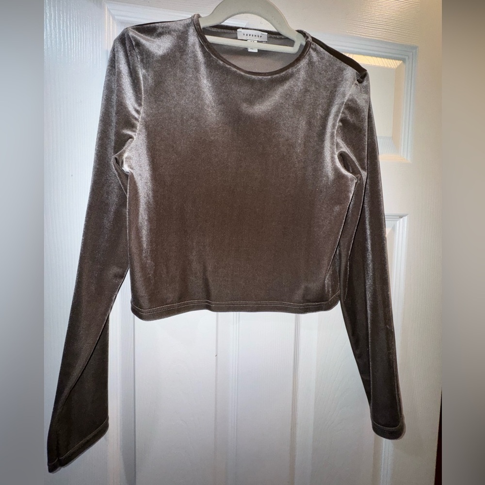 Top shop Velvet Long Sleeve Crop Top